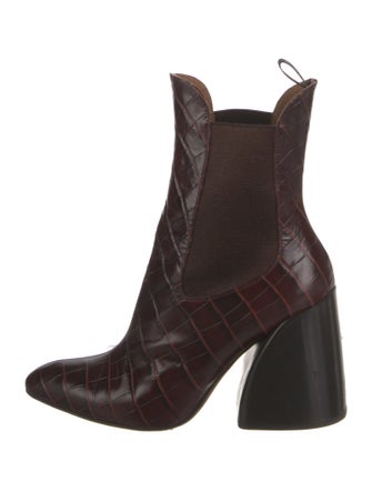 Chloé Crocodile Animal Print Chelsea Boots