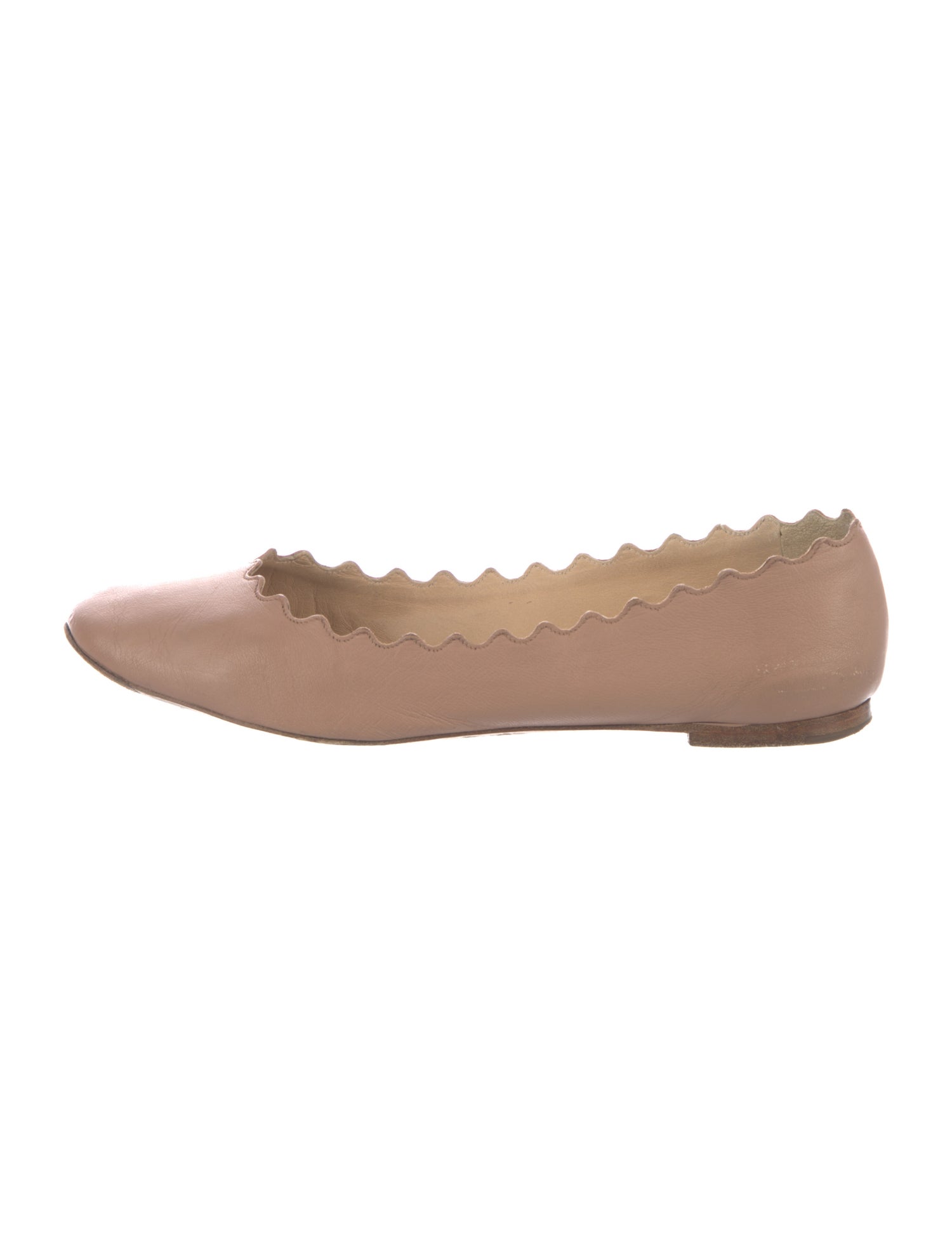 Chloé Leather Scalloped Accent Ballet Flats