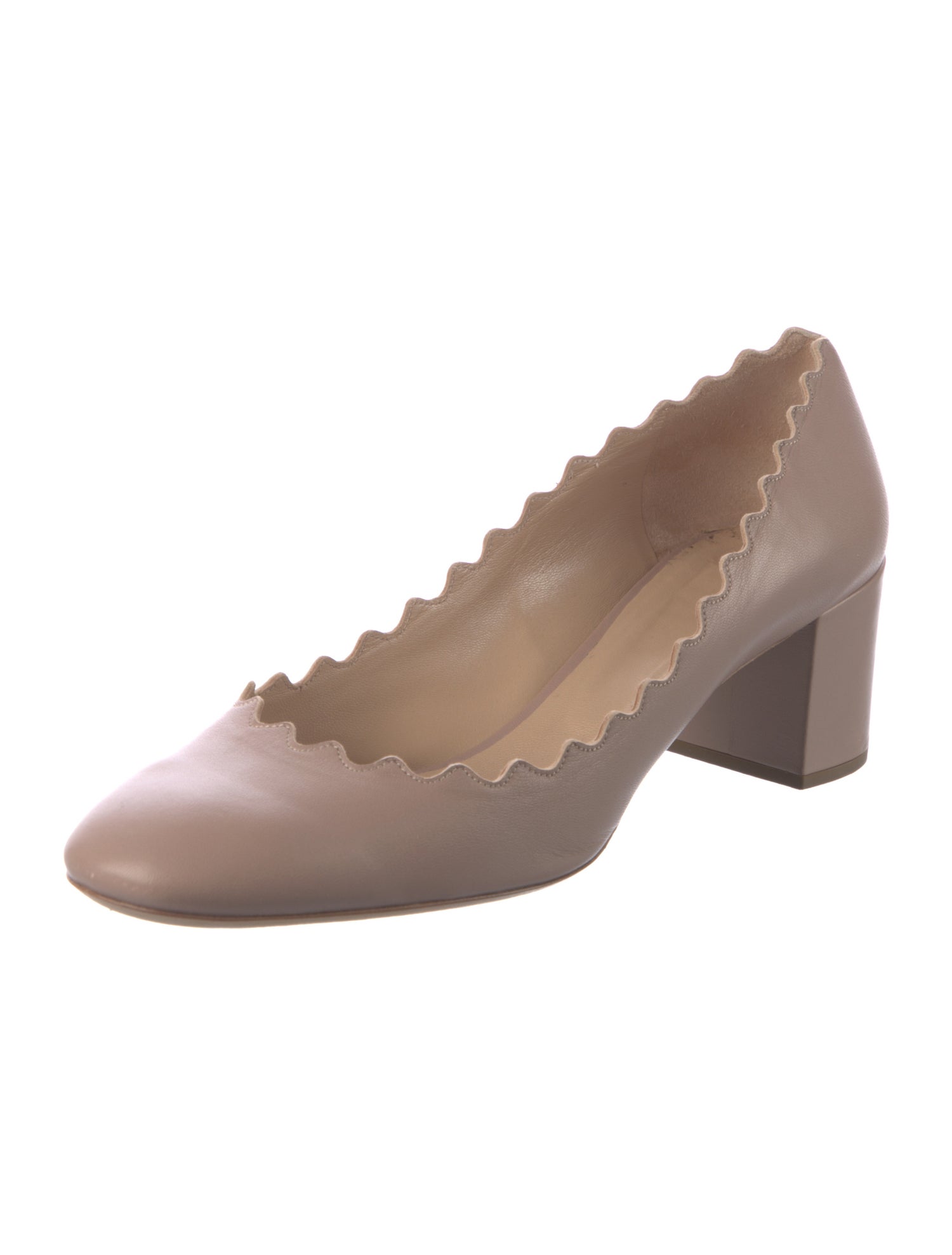 Chloé Leather Scalloped Accent Pumps