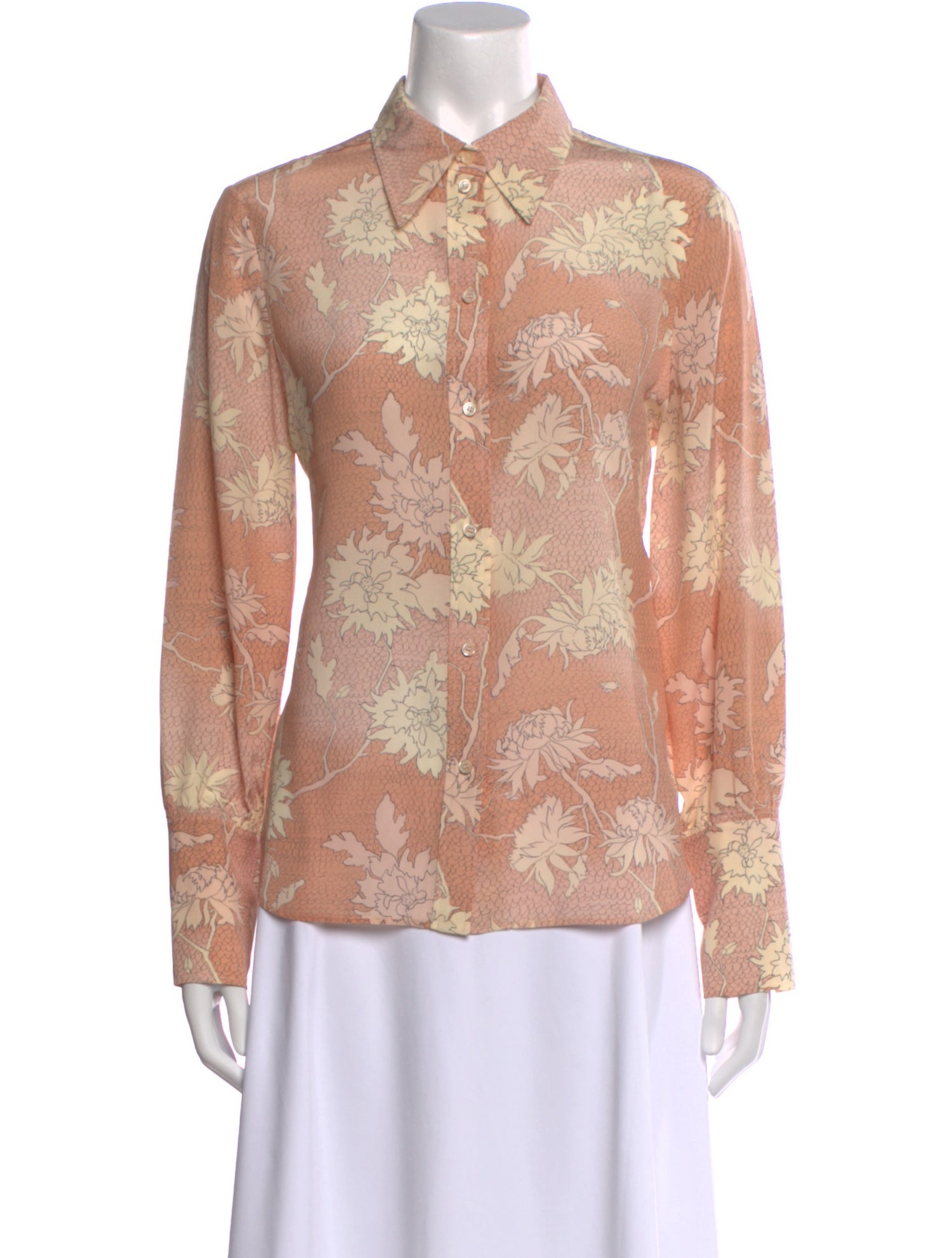 Chloé Silk Floral Print Button-Up Top