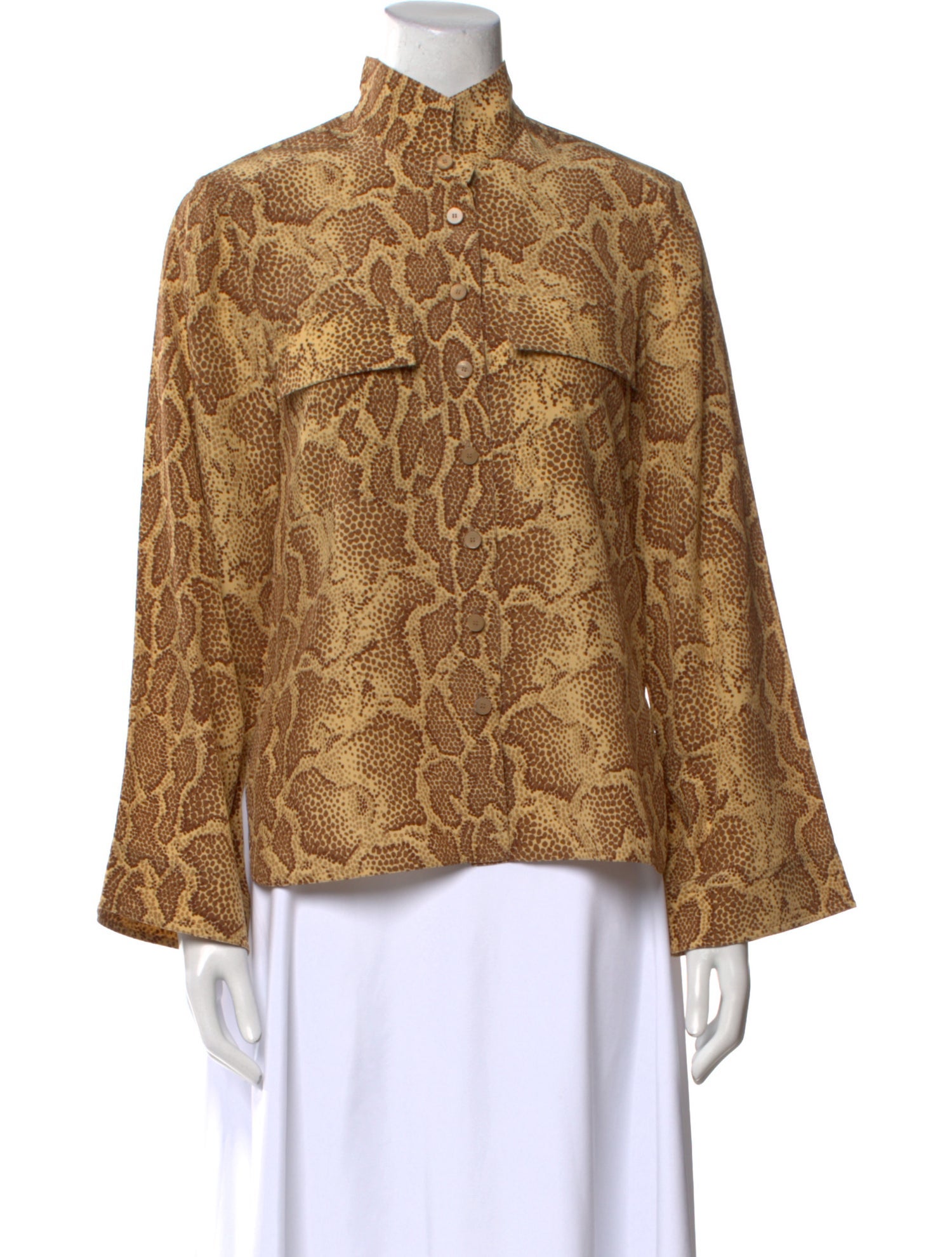 Chloé Silk Animal Print Button-Up Top