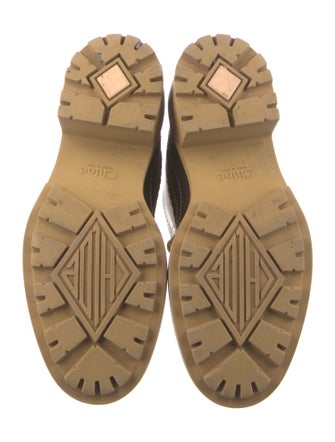 Chloé Leather Colorblock Pattern Lace-Up Boots