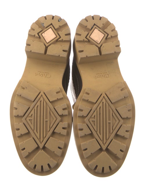 Chloé Leather Colorblock Pattern Lace-Up Boots