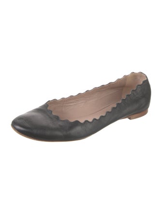 Chloé Leather Scalloped Accent Ballet Flats