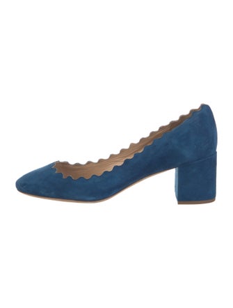Chloé Suede Scalloped Accent Pumps