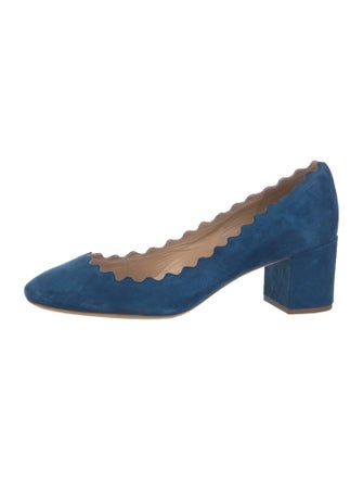 Chloé Suede Scalloped Accent Pumps