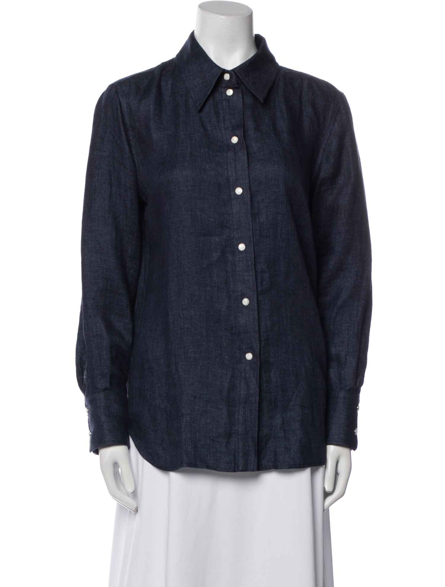 Chloé Linen Long Sleeve Button-Up Top