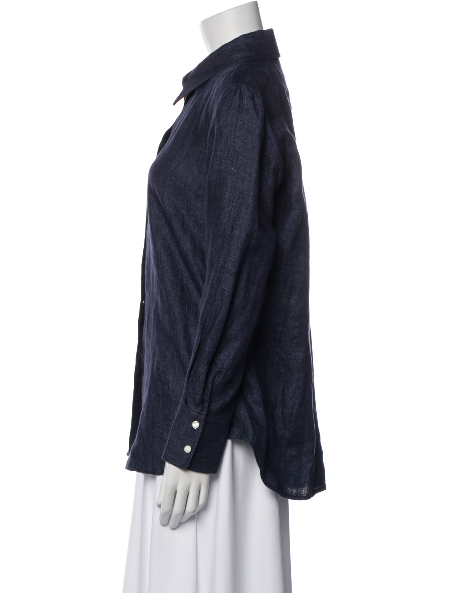 Chloé Linen Long Sleeve Button-Up Top