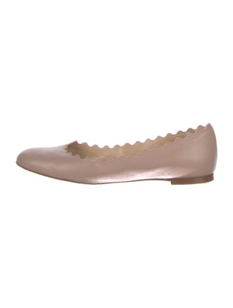 Chloé Leather Scalloped Accent Ballet Flats