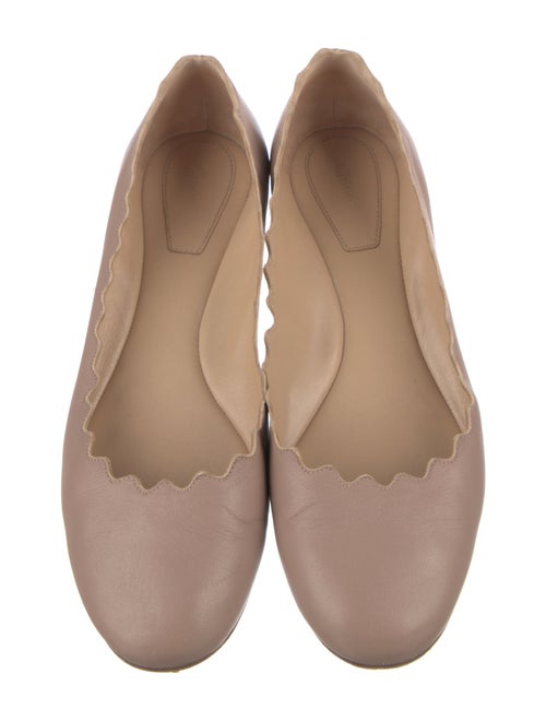 Chloé Leather Scalloped Accent Ballet Flats