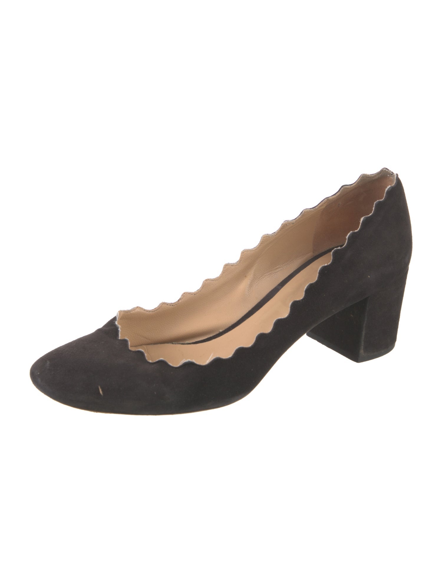 Chloé Suede Scalloped Accent Pumps