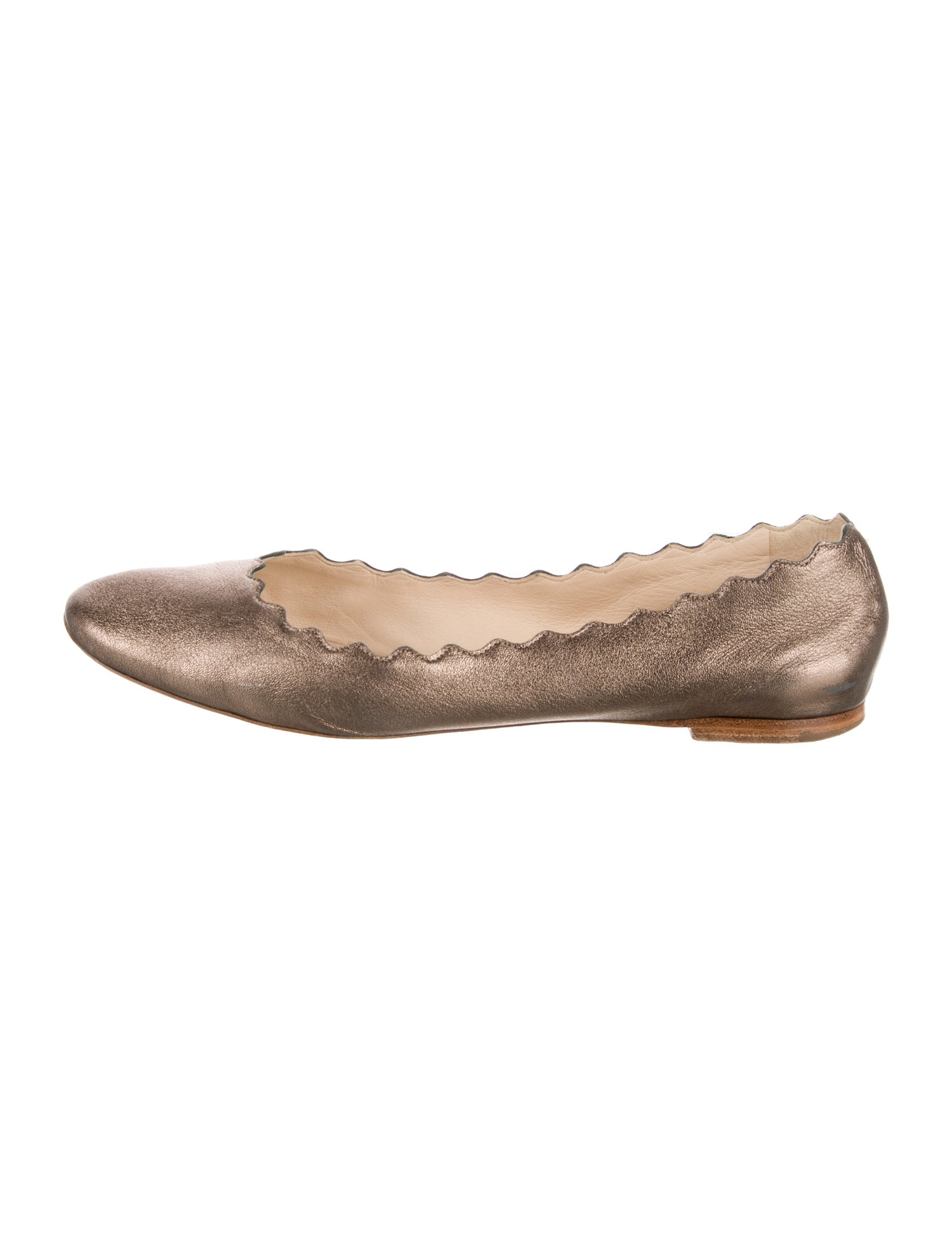 Chloé Leather Scalloped Accent Ballet Flats