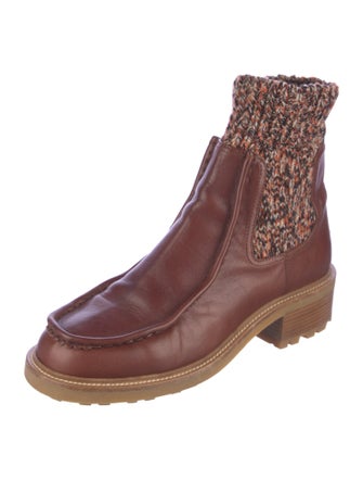 Chloé Leather Whipstitch Trim Sock Boots