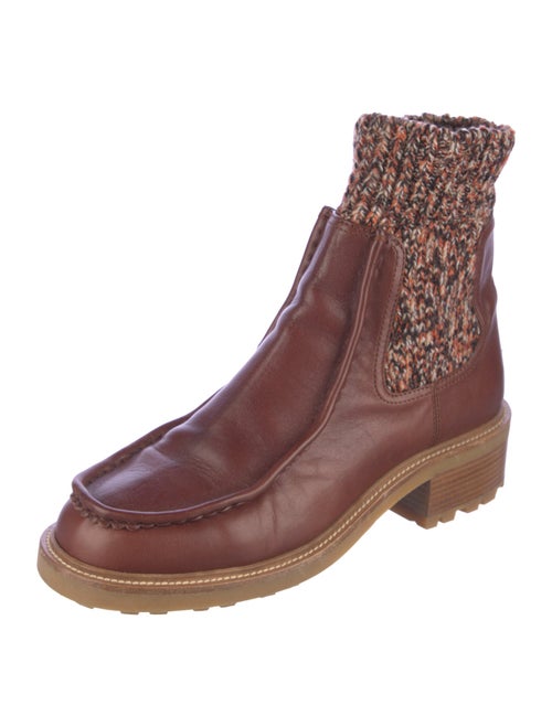 Chloé Leather Whipstitch Trim Sock Boots