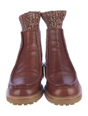 Chloé Leather Whipstitch Trim Sock Boots