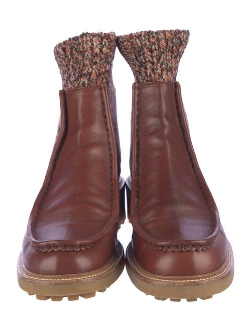 Chloé Leather Whipstitch Trim Sock Boots