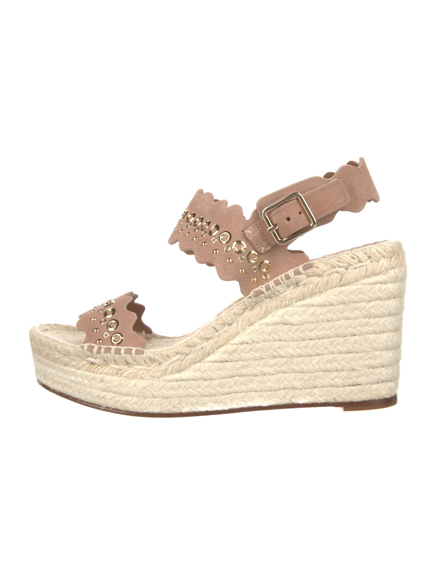 Chloé Suede Scalloped Accent Espadrilles