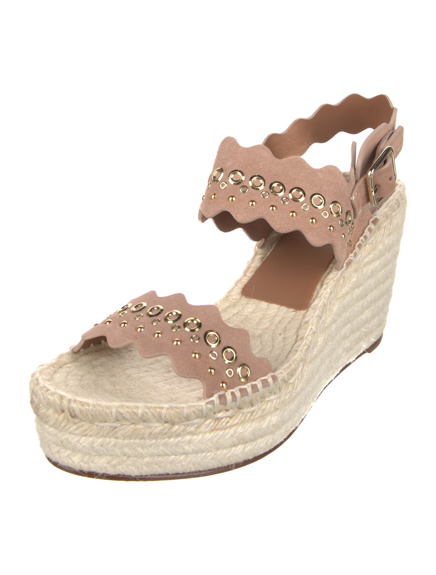 Chloé Suede Scalloped Accent Espadrilles