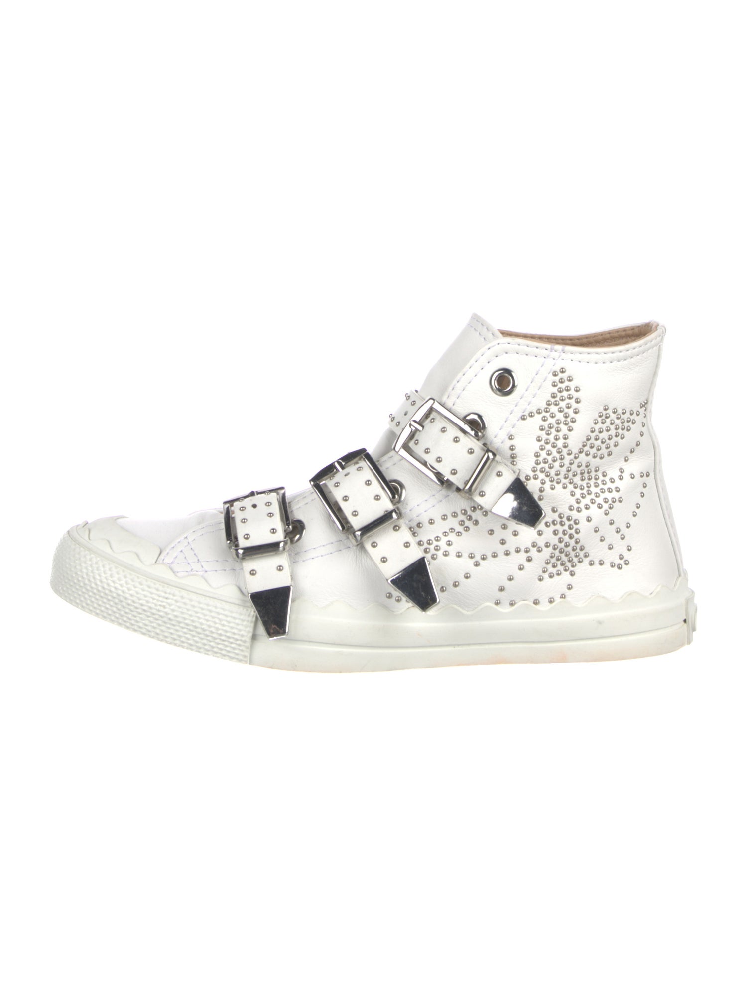 Chloé Leather Studded Accents Sneakers