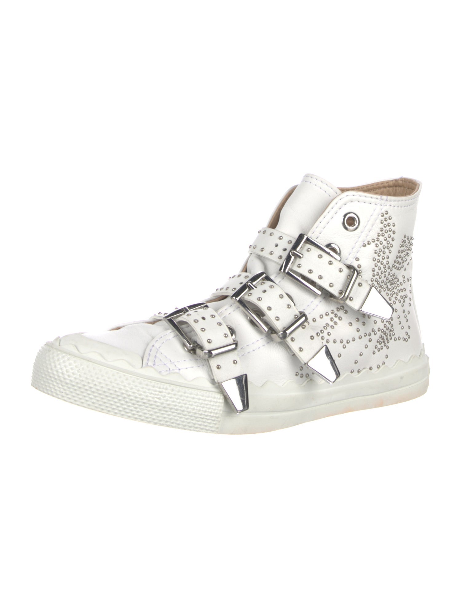 Chloé Leather Studded Accents Sneakers