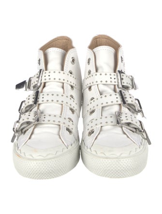 Chloé Leather Studded Accents Sneakers