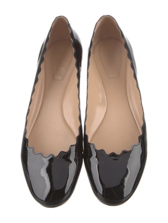 Chloé Patent Leather Scalloped Accent Ballet Flats