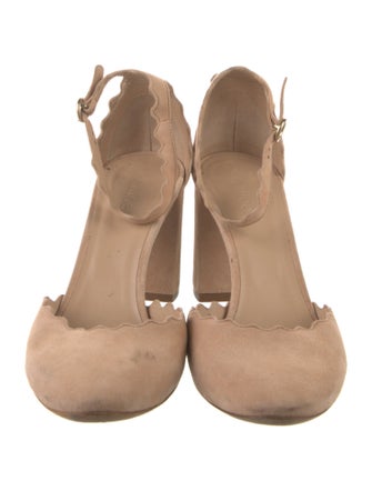Chloé Suede Scalloped Accent D'Orsay Pumps