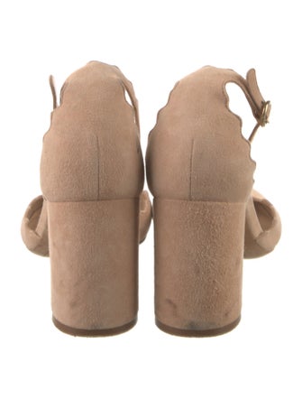 Chloé Suede Scalloped Accent D'Orsay Pumps
