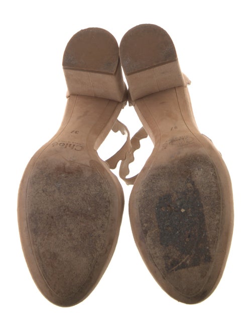 Chloé Suede Scalloped Accent D'Orsay Pumps