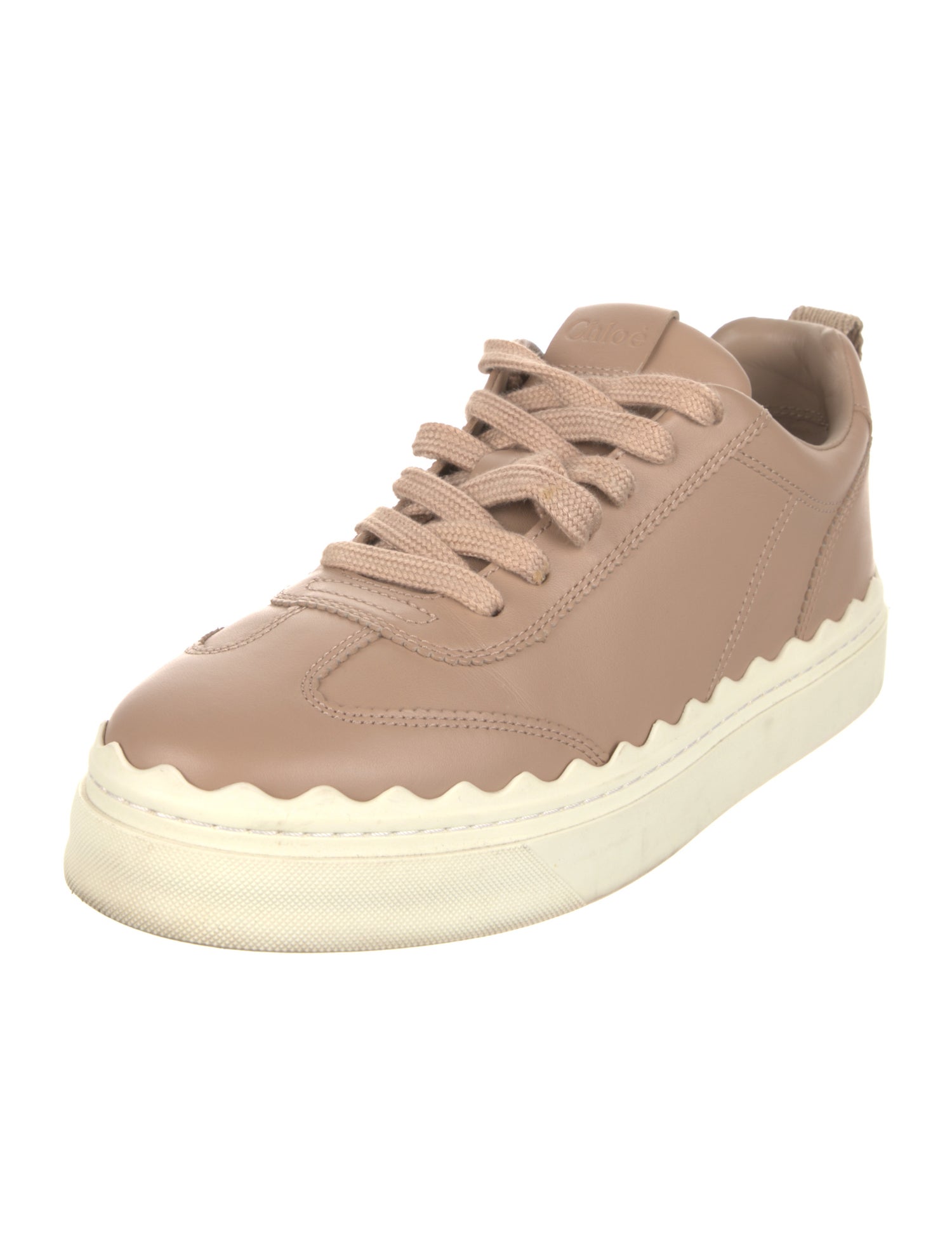 Chloé Leather Scalloped Accent Sneakers