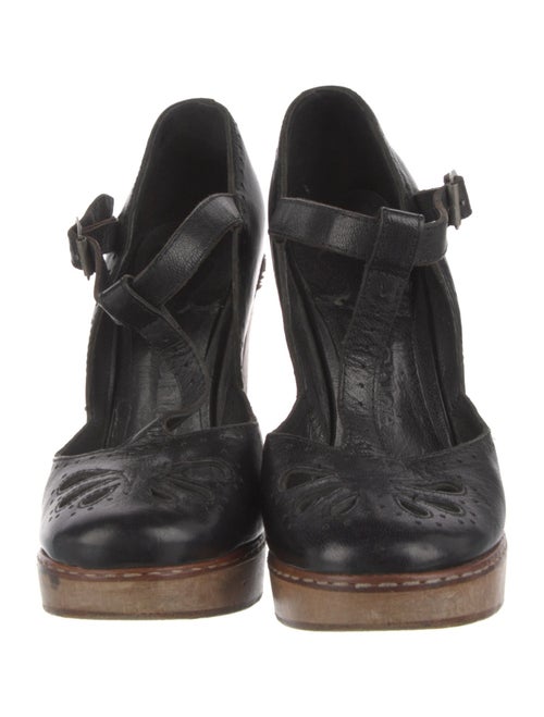 Chloé Leather Lasercut Accents T-Strap Pumps