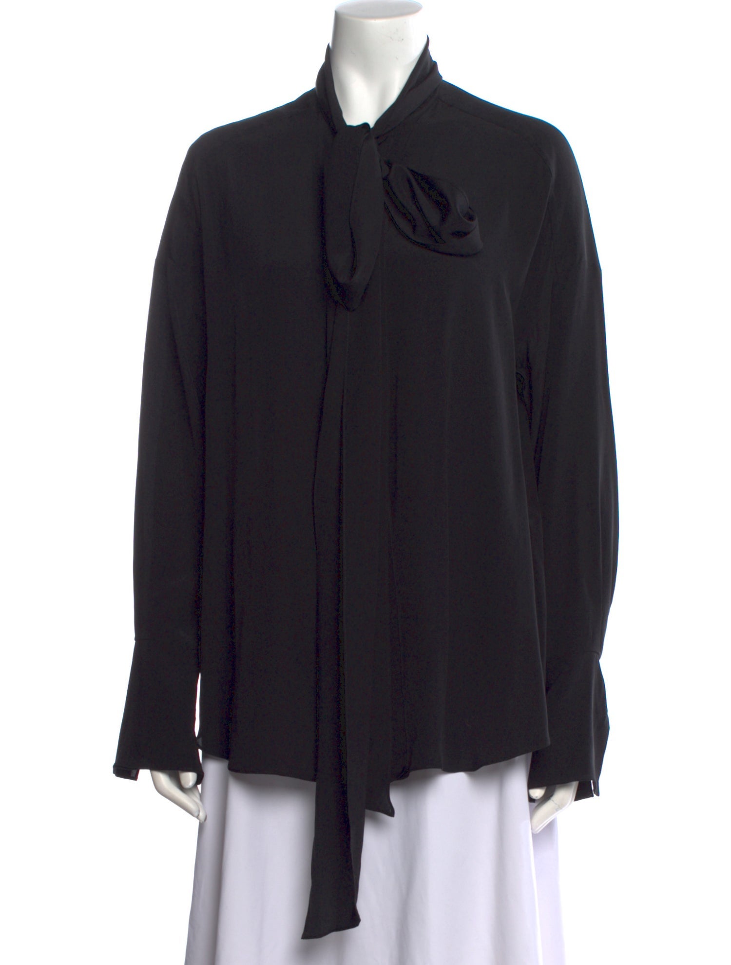 Chloé Silk Tie Neck Button-Up Top