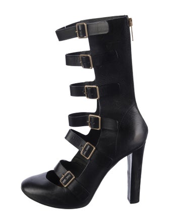 Chloé Leather Cutout Accent Lace-Up Boots