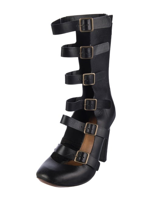 Chloé Leather Cutout Accent Lace-Up Boots