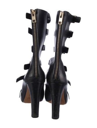 Chloé Leather Cutout Accent Lace-Up Boots