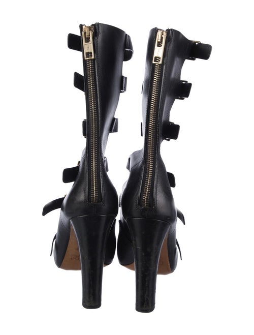 Chloé Leather Cutout Accent Lace-Up Boots