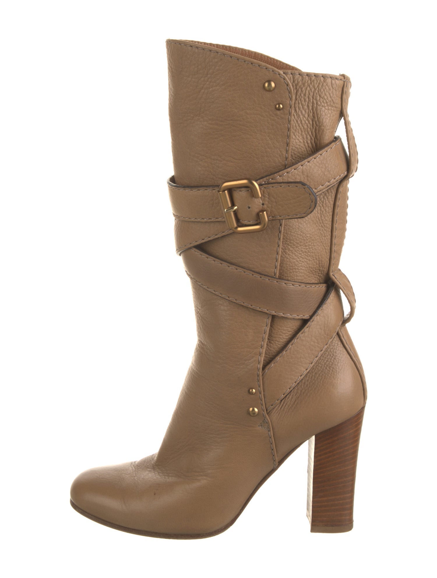 Chloé Leather Studded Accents Boots