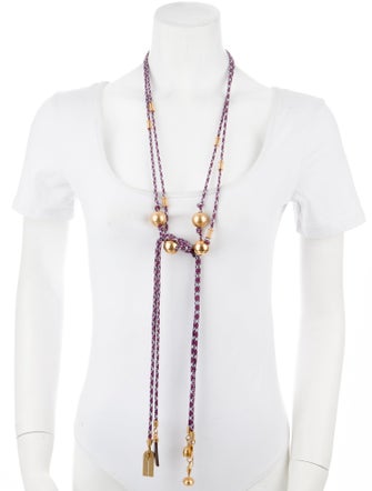 Chloé Cord Janis Beaded Tie Necklace