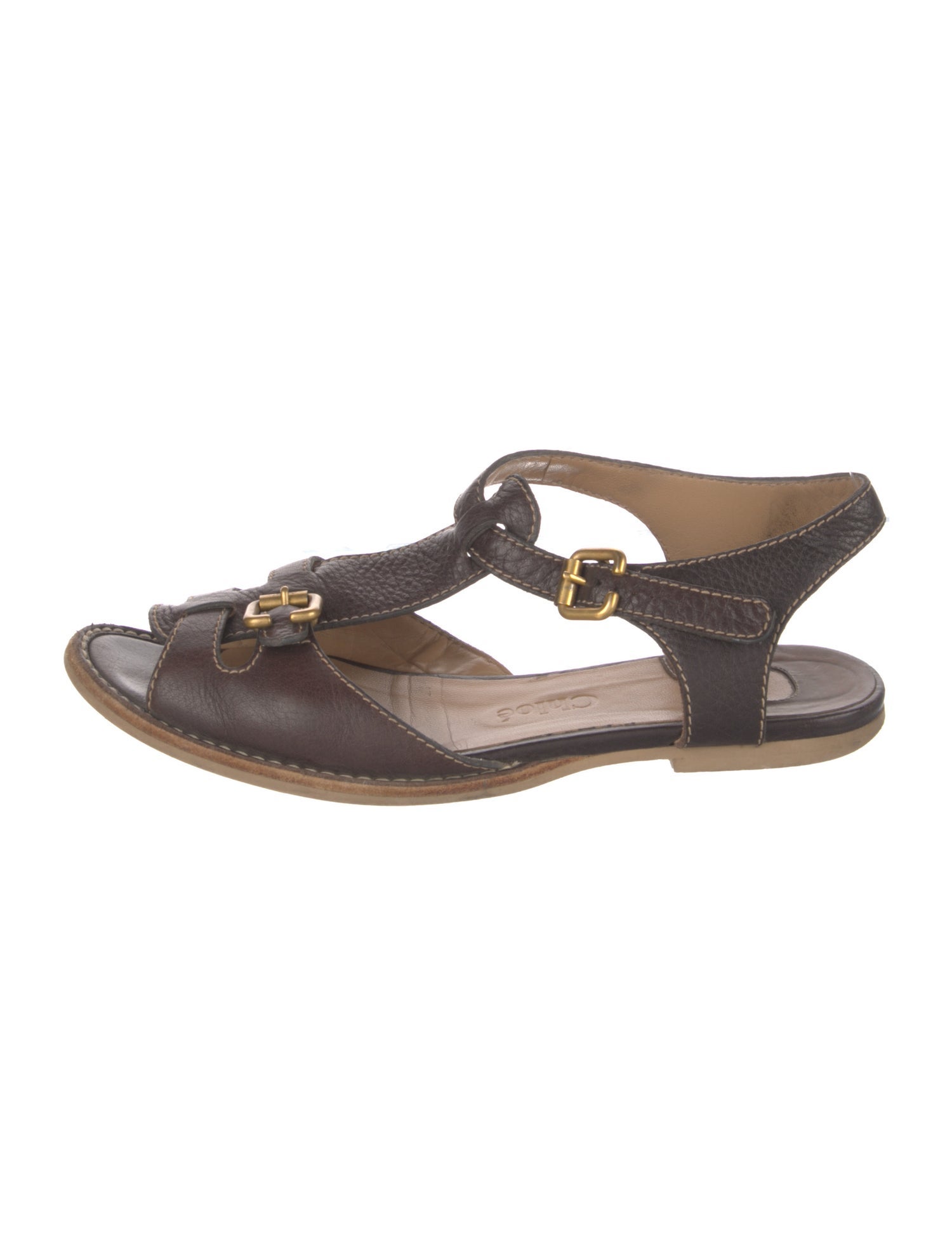 Chloé Leather T-Strap Sandals
