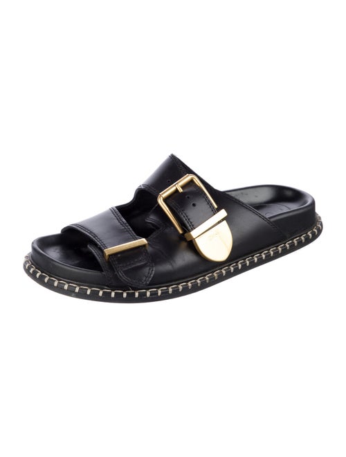 Chloé Leather Whipstitch Trim Slides