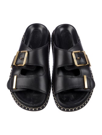 Chloé Leather Whipstitch Trim Slides