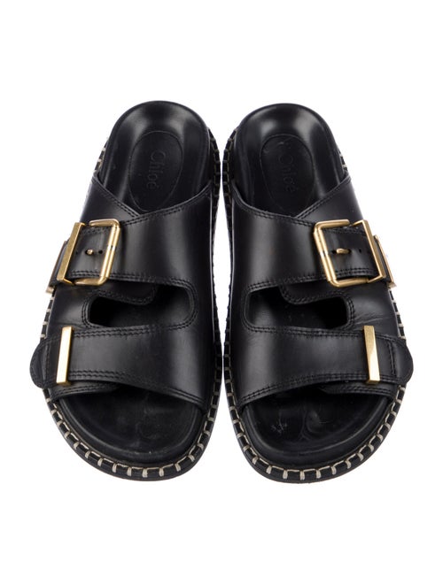 Chloé Leather Whipstitch Trim Slides