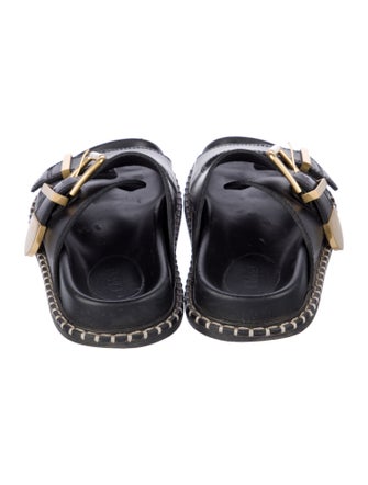 Chloé Leather Whipstitch Trim Slides