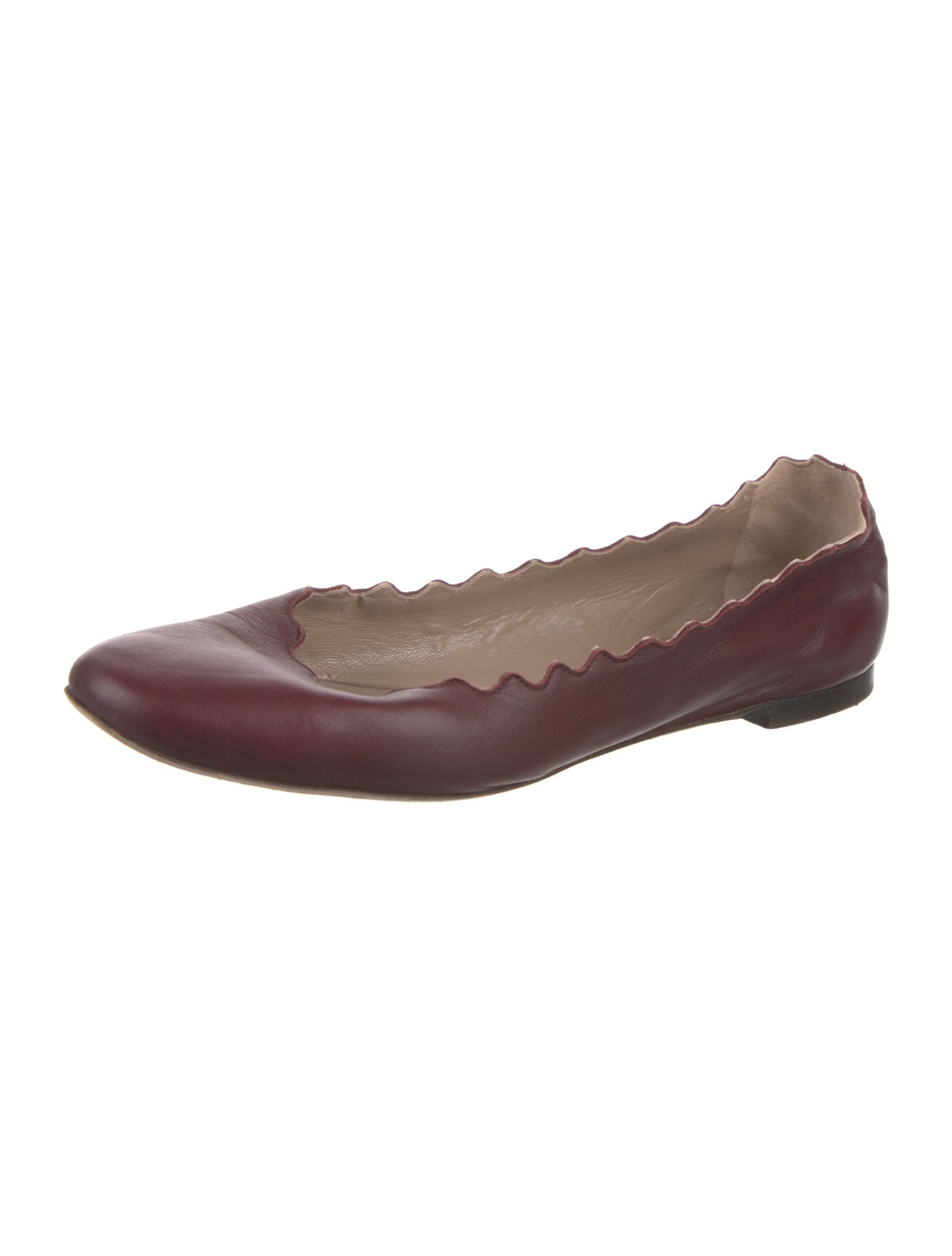 Chloé Leather Scalloped Accent Ballet Flats