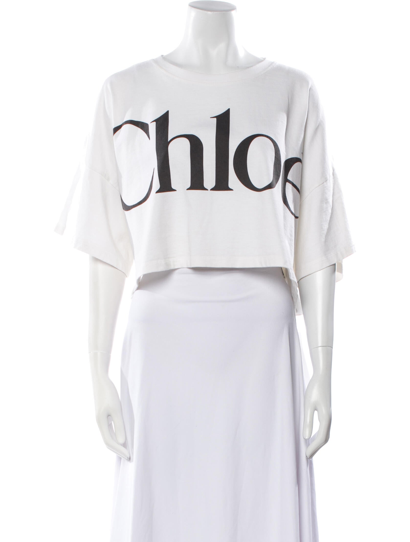 Chloé Graphic Print Crew Neck Crop Top