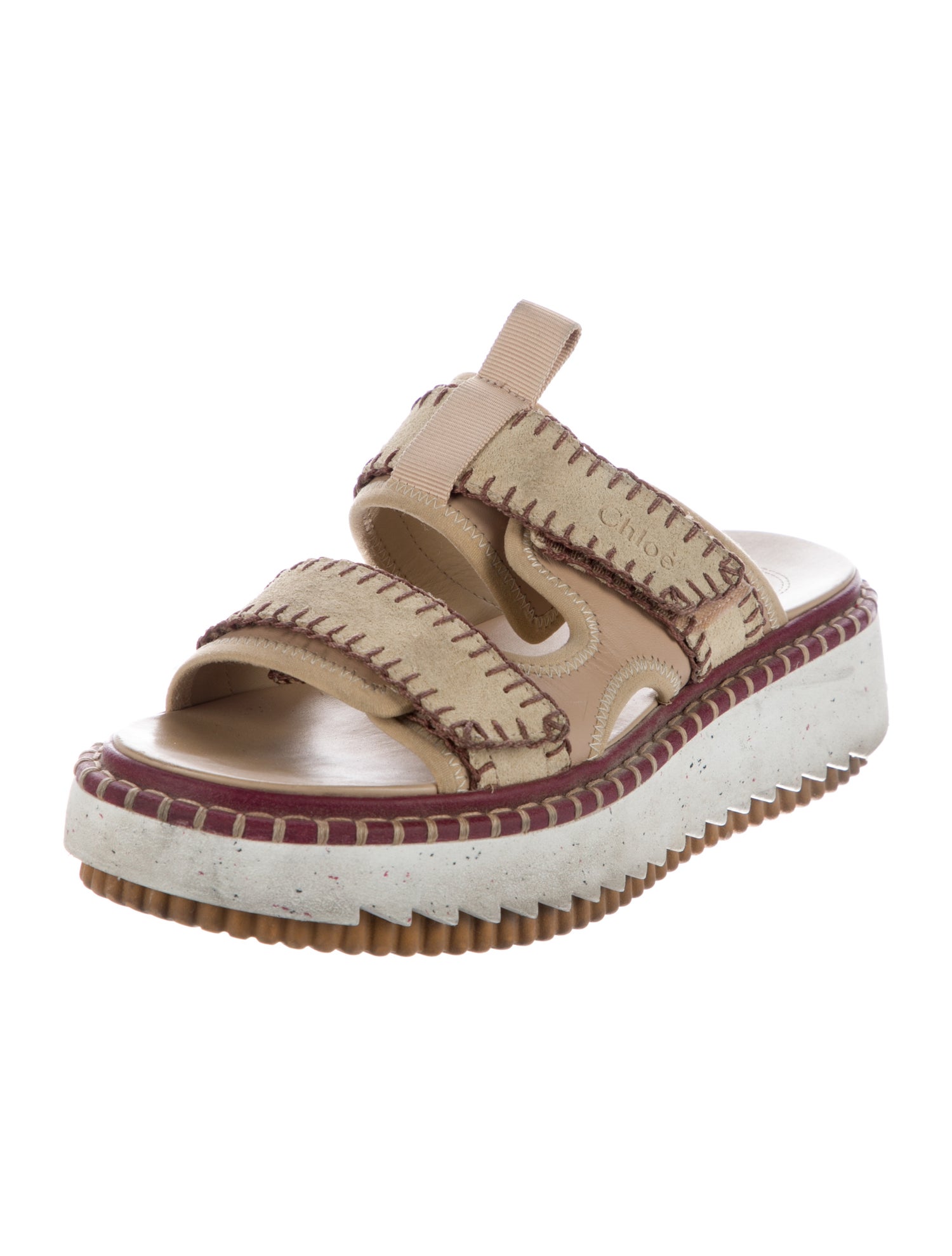 Chloé Suede Whipstitch Trim Slides