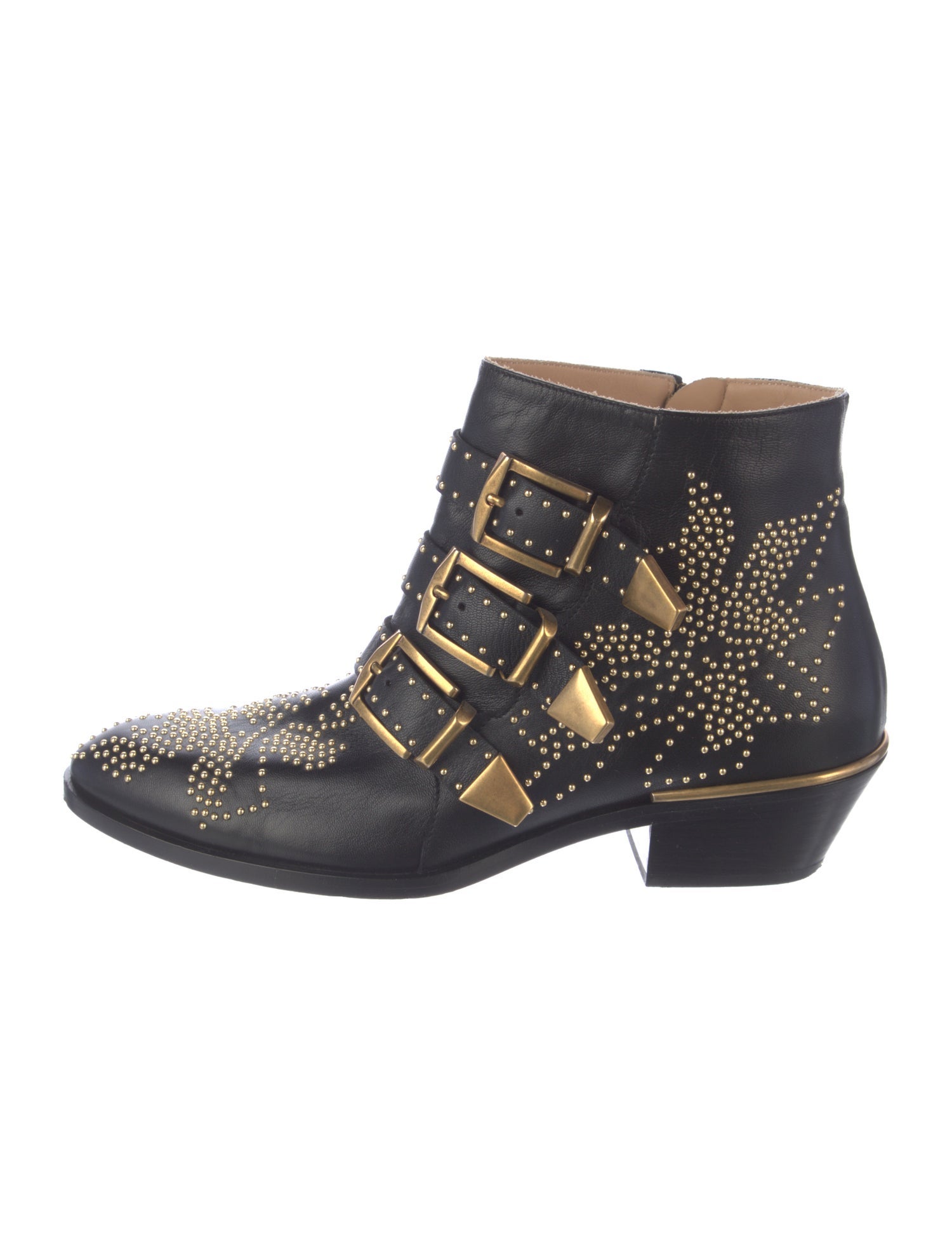 Chloé Leather Studded Accents Western Boots