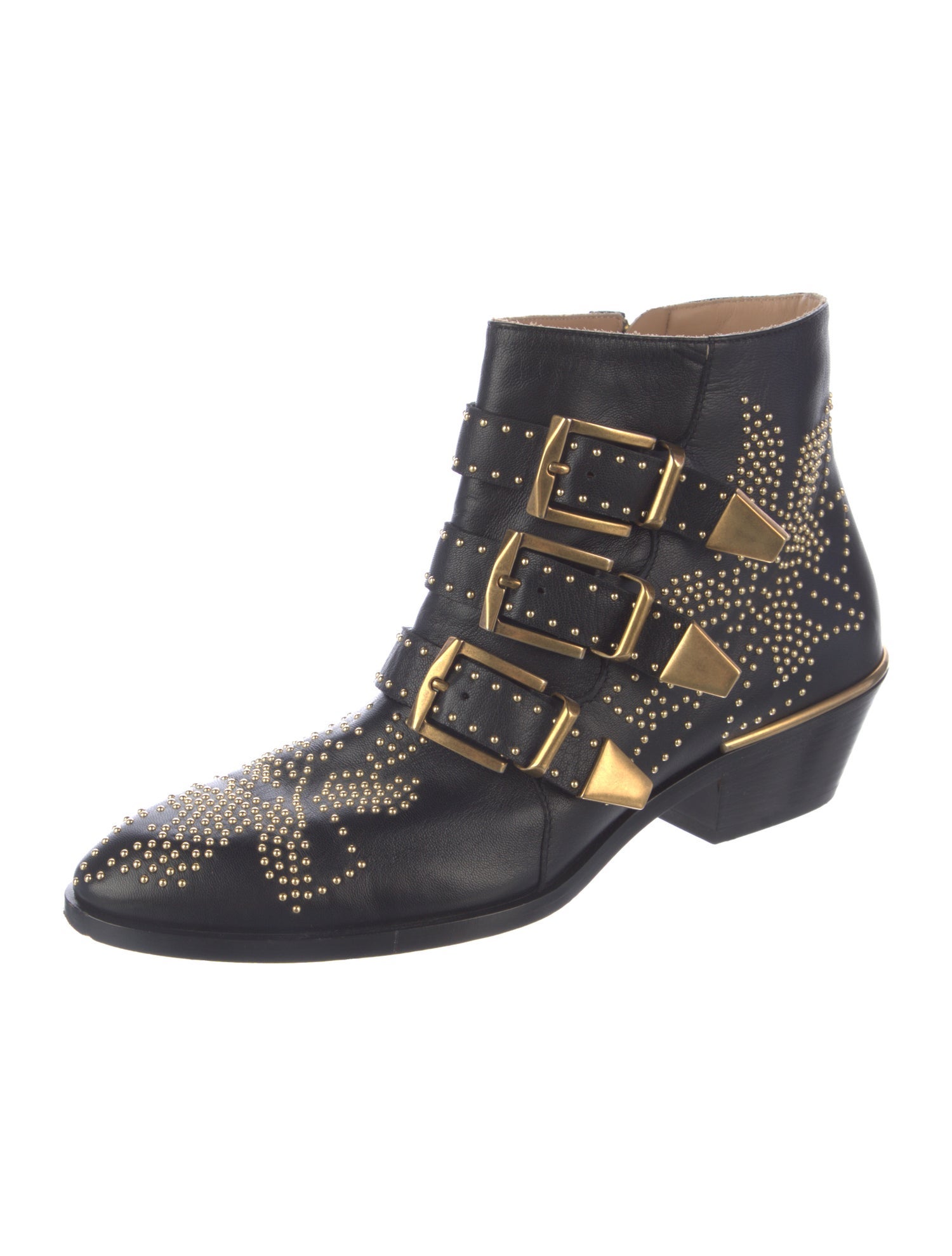 Chloé Leather Studded Accents Western Boots