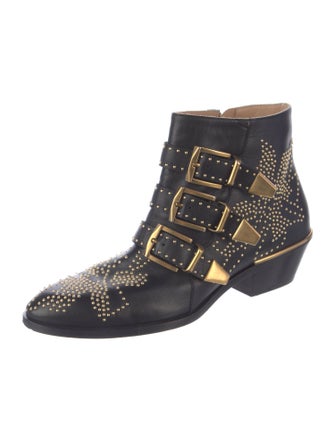 Chloé Leather Studded Accents Western Boots