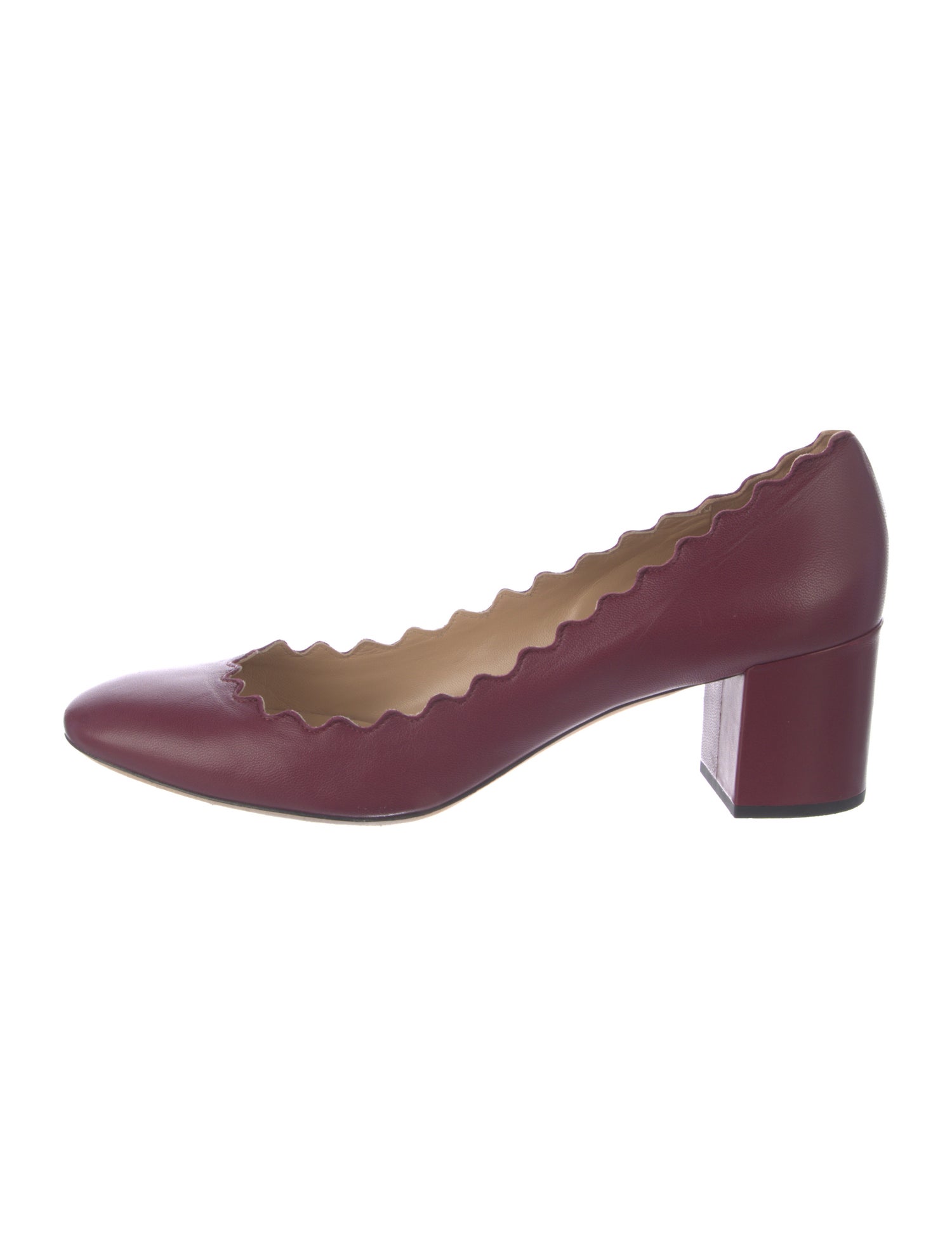 Chloé Leather Scalloped Accent Pumps